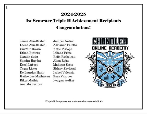24-25 Honor Roll 1st Semester